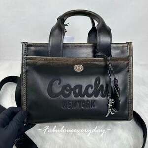 Coach Cargo 26 Crossbody In Loved Leather/Black/Brown CCC57 + Dinosaur Charm NWT